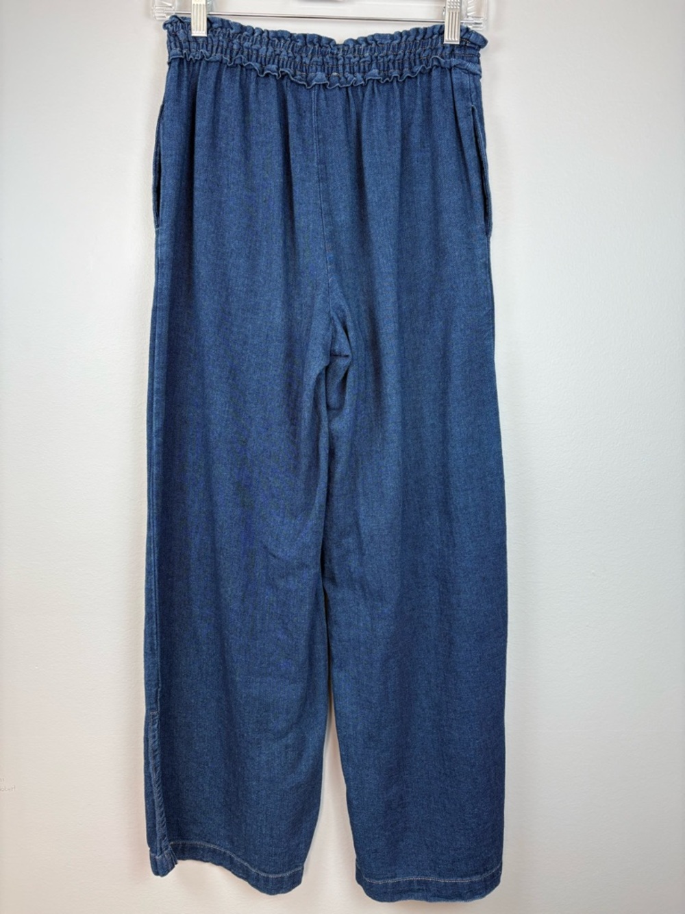 Anthropologie Wide Leg Jeans Size XS Slit at Ankles Ruffle Waist Comfy Cute - Picture 5 of 12